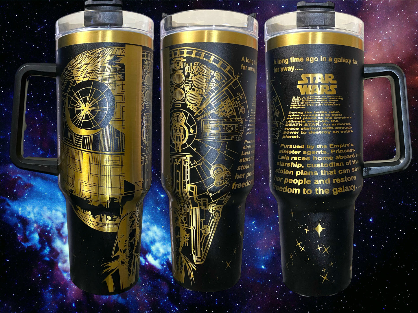 Termo 40oz Star Wars negro con dorado